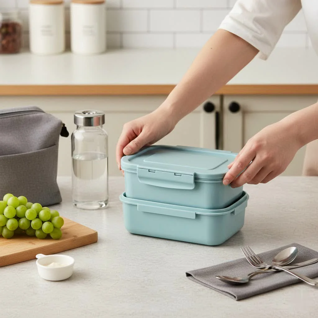 Hot lunch box with steaming food