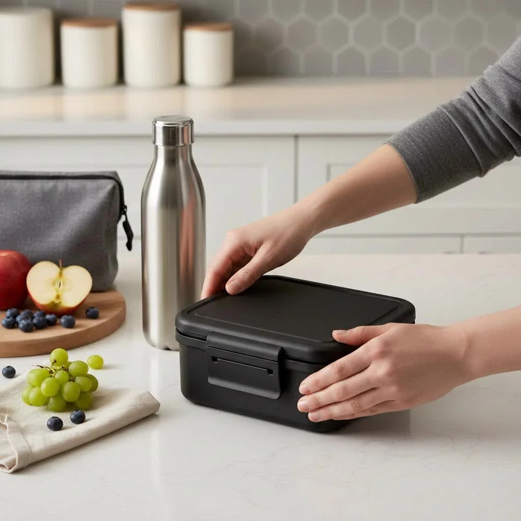 Compartment lunch box with various foods