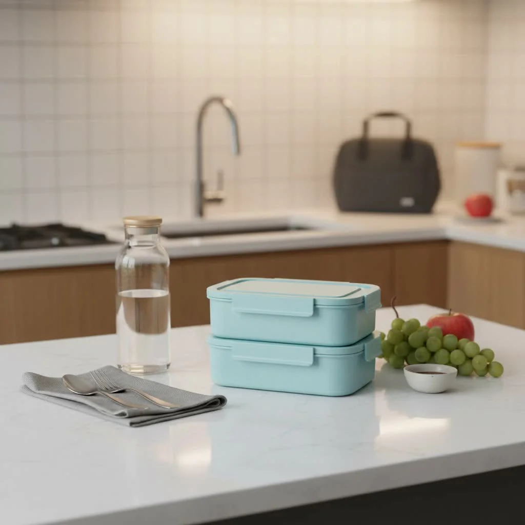 Stainless steel thermal lunch box with multiple compartments