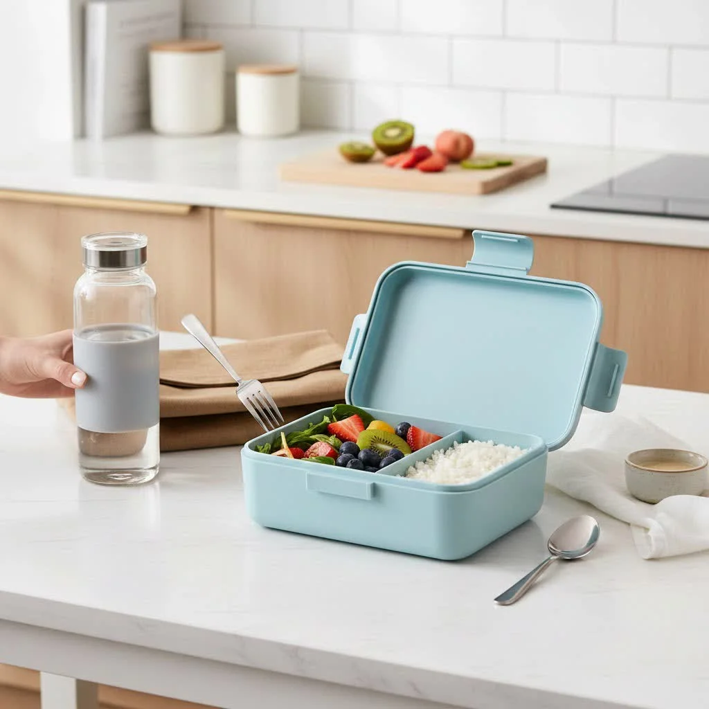 Hard sided lunch box protecting food